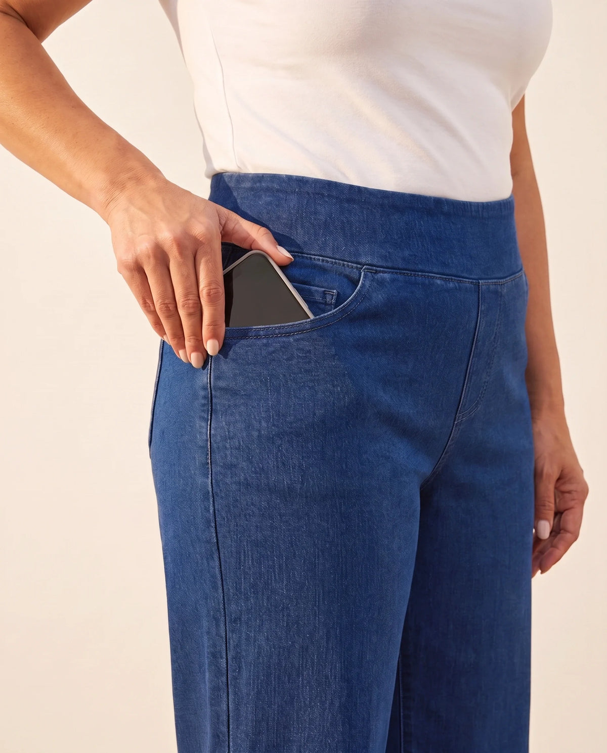 Jeans Wide Leg — Sin Botón, Sin Cierre