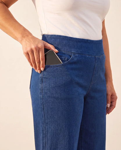Jeans Wide Leg — Sin Botón, Sin Cierre
