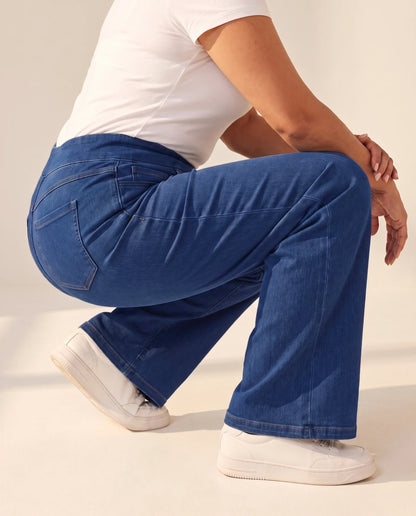Jeans Wide Leg — Sin Botón, Sin Cierre
